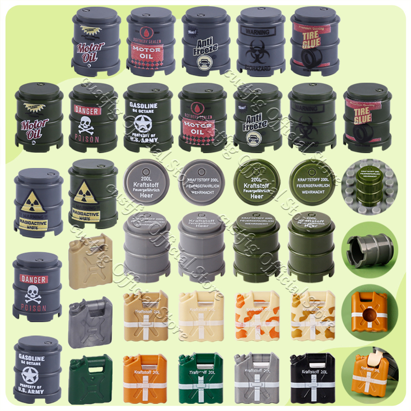 Lego Minifigure Holder - WW2 Military Oil Drum Fuel Tank