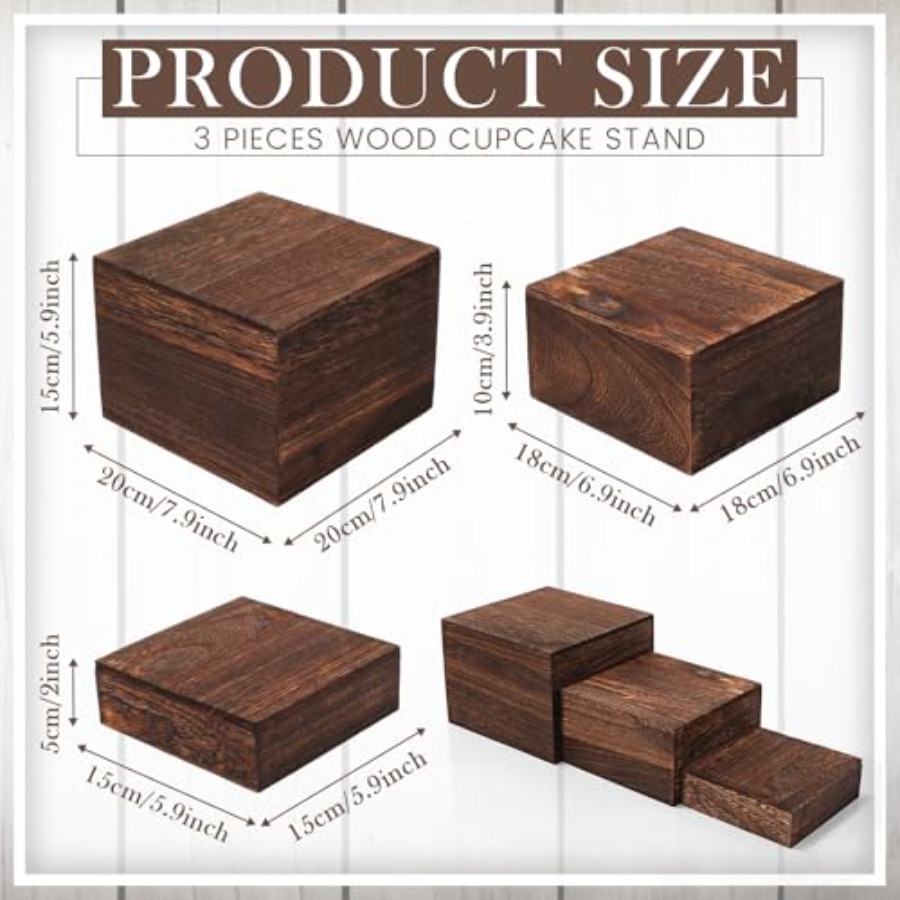 6 Pcs Wood Display Risers Rust – Display Risers Set recenzja i cena