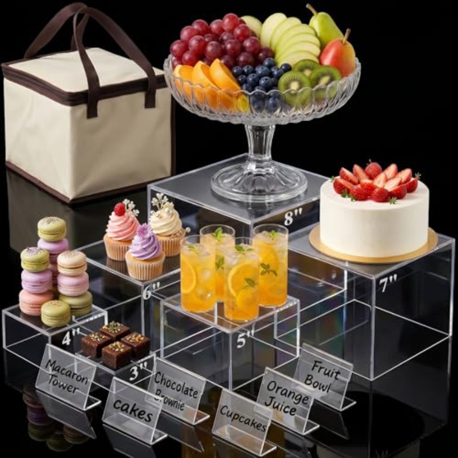 6PCS Clear and Buffet Risers w – Display Risers Set recenzja i cena