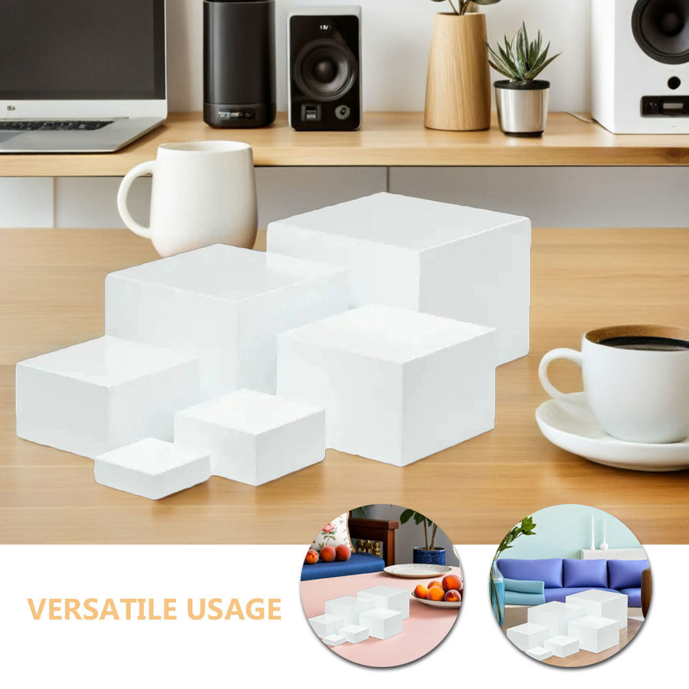 6Pcs Minimalist White Plastic  – Display Risers Set recenzja i cena